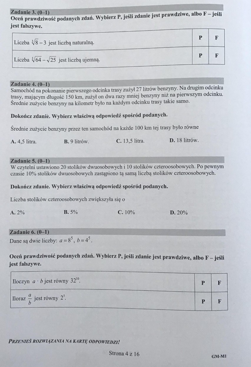 Egzamin gimnazjalny 2018 [MATEMATYKA] - odpowiedzi i arkusz pytań CKE w serwisie EDUKACJA [19.04.2018] CZĘŚĆ MATEMATYCZNO-PRZYRODNICZA