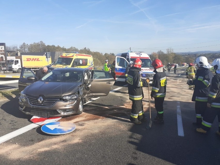 Wypadek na zakopiance w Krzyszkowicach