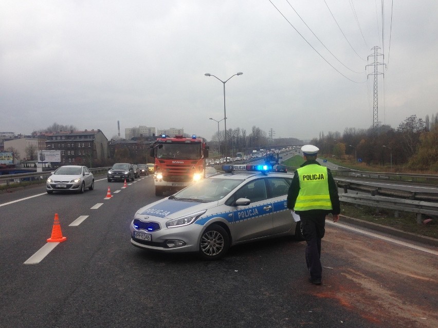 Wypadek na DTŚ w Katowicach spowodował ogromny korek na...