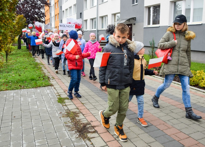 Marsz dla Niepodległej w Tarnobrzegu. Uczniowie manifestowali patriotyzm [ZDJĘCIA]