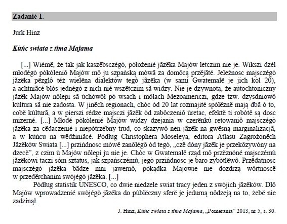 Próbna matura 2014/2015 z CKE - język kaszubski (p....