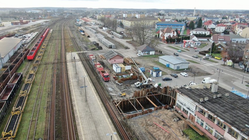 Prace przy budowie stacji Łapy