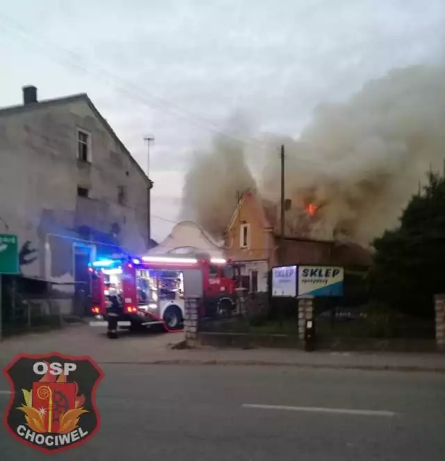 Pożar budynku mieszkalnego przy ulicy Dworcowej w Chociwlu