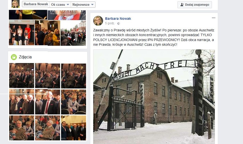 Małopolska Kurator Oświaty Barbara Nowak żąda "tylko polskich przewodników" w Muzeum Auschwitz