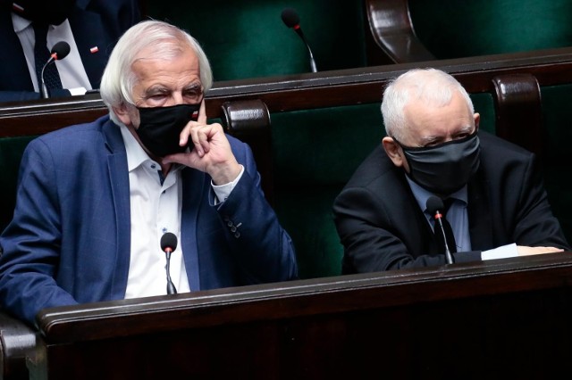 Ryszard Terlecki i Jarosław Kaczyński podczas posiedzenia Sejmu