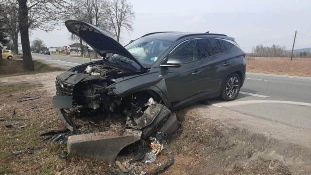 Kraksa w Górnie na drodze krajowej numer 74. Kierowca zasłabł?