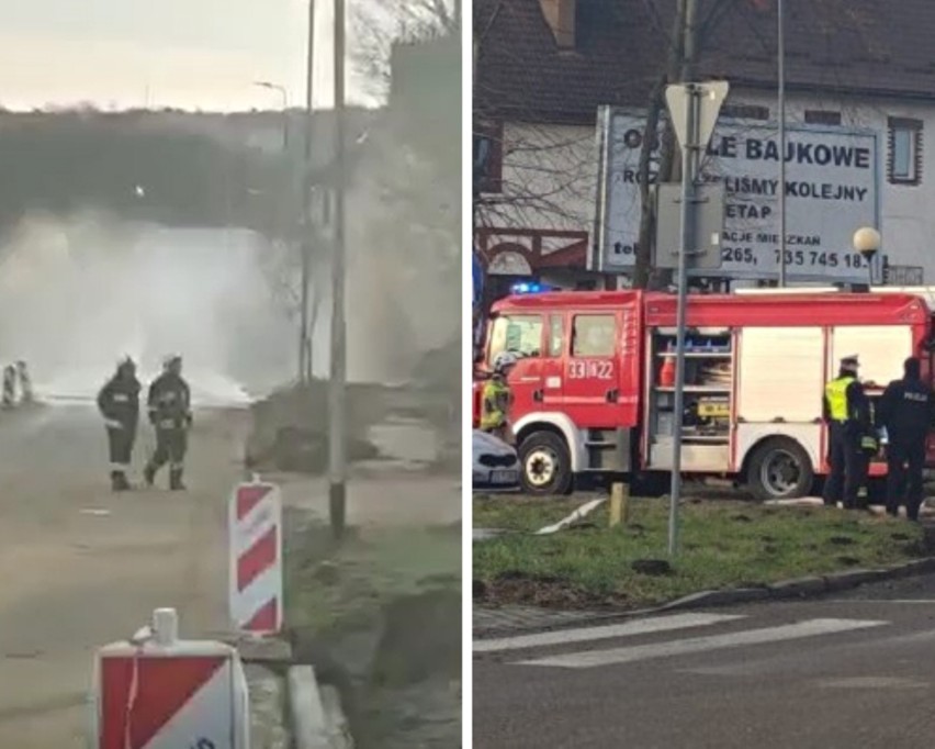 Sianów: Operator koparki uszkodził gazociąg. Ewakuowano...