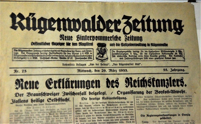 Darłowska gazeta z 1933 roku
