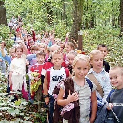 Po parku uczniów szprotawskich szkół oprowadzają chętnie członkowie Towarzystwa Bory Dolnośląskie