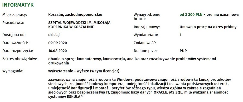 Szukasz pracy w Koszalinie? Sprawdź ponad 50 ofert - zarobki, warunki, szczegóły