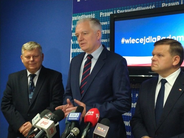 Wicepremier Jarosław Gowin (w środku) przyjechał, aby wesprzeć Wojciecha Skurkiewicza (z prawej) w walce o fotel prezydenta.