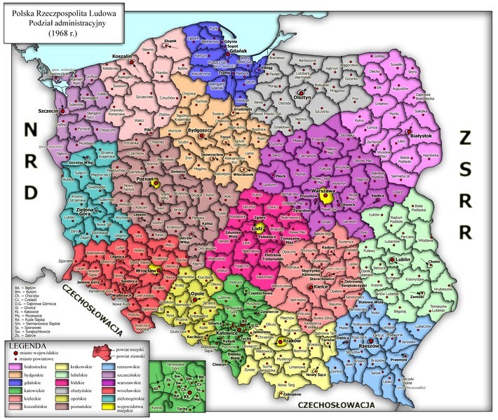 1 stycznia 1957 roku z obszaru województw odłączono: Kraków,...