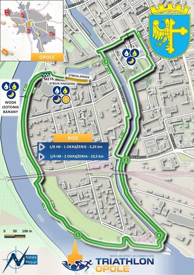 Triathlon Opole - mapa trasy biegowej