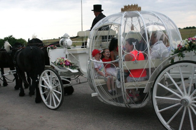 Największą atrakcją pikniku były przejażdżki bryczką stylizowaną na pojazd Kopciuszka
