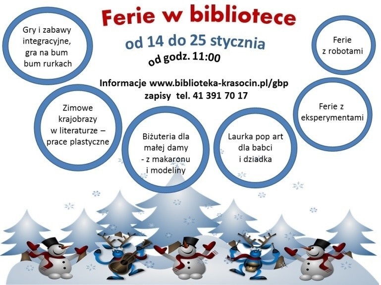 Ferie zimowe 2019 w Krasocinie. Zobacz ofertę zajęć i atrakcji przygotowaną przez Gminną Bibliotekę Publiczną