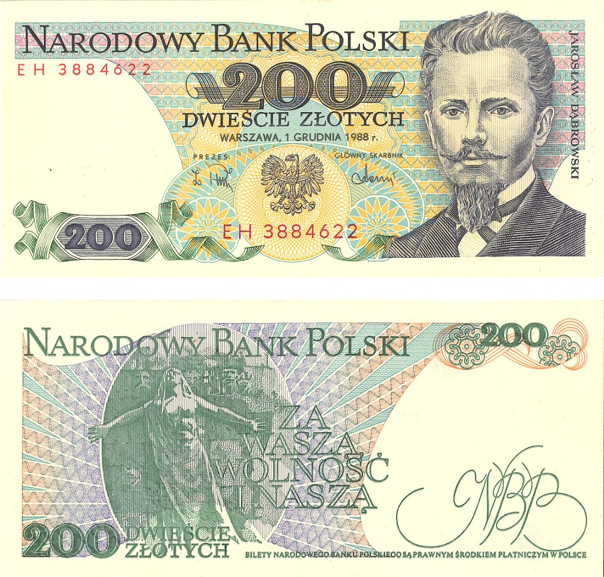 Banknot: 200 zł (zależnie od roku)...