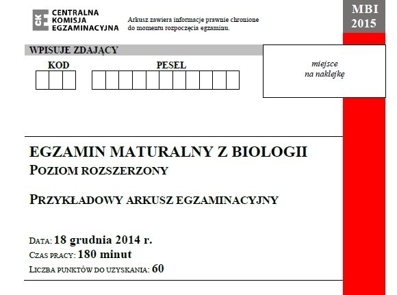 Próbna matura 2014/2015 z CKE - biologia (p. rozszerzony) [ARKUSZE, ODPOWIEDZI]