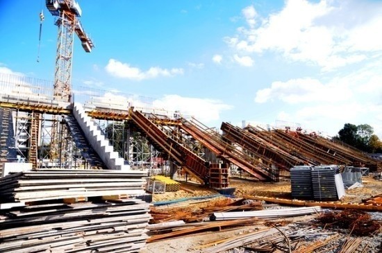 Budowa stadionu Cracovii (zdjęcie z jesieni 2009 roku)