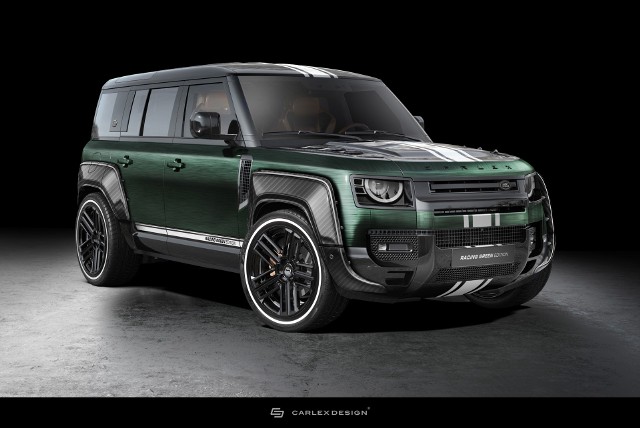 Tuż po jasnej, ekskluzywnej modyfikacji w stylu Yachting przyszedł czas na zupełnie nową, bardziej agresywną edycję. Land Rover Racing Green Edition to wersja, która podkreśla niesforny charakter Defendera, czyniąc go jeszcze bardziej  unikatowym. Fot. Carlex Design