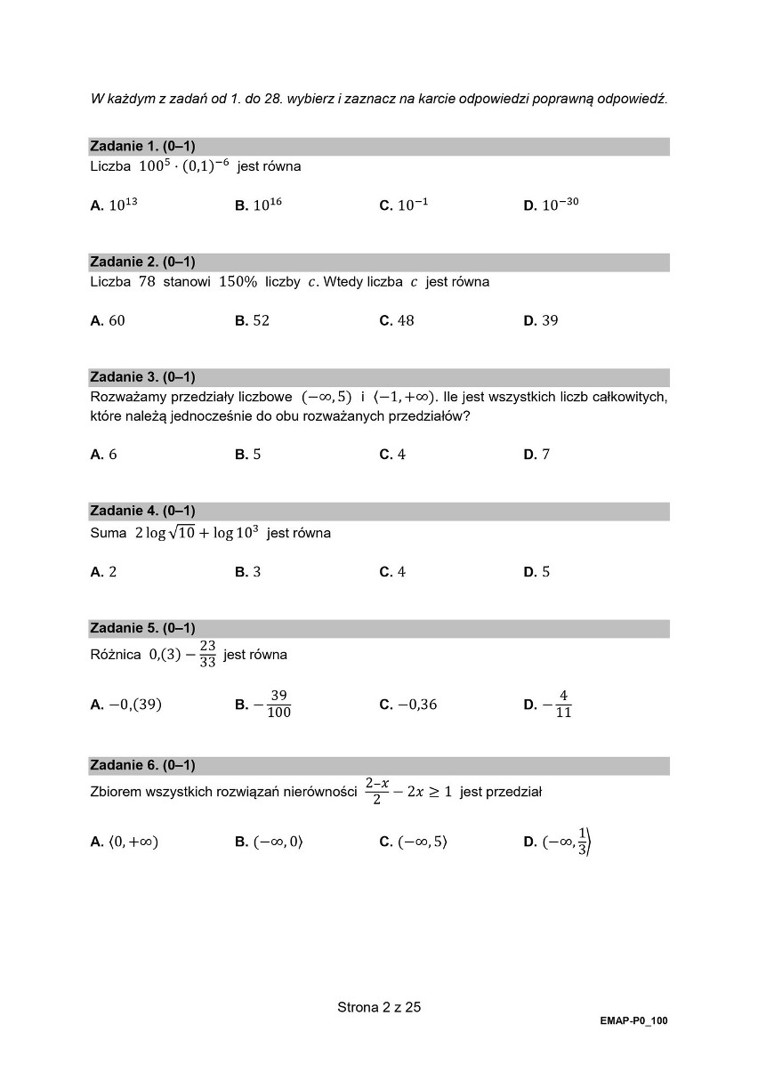 Matura z matematyki 2021 na poziomie podstawowym. ARKUSZ