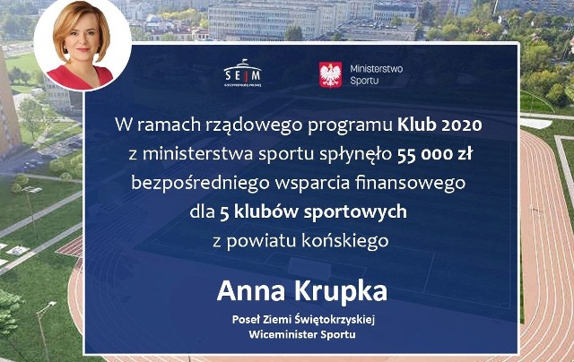 Z powiatu koneckiego swój udział w projekcie zgłosiło 5 klubów sportowych, które w sumie otrzymają 55 000 złotych.