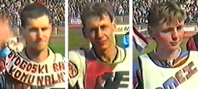Jedni z reprezentantów Polonii Bydgoszcz w 1991 roku (od lewej): Tomasz Gollob, Jacek Gollob, Jacek Woźniak.