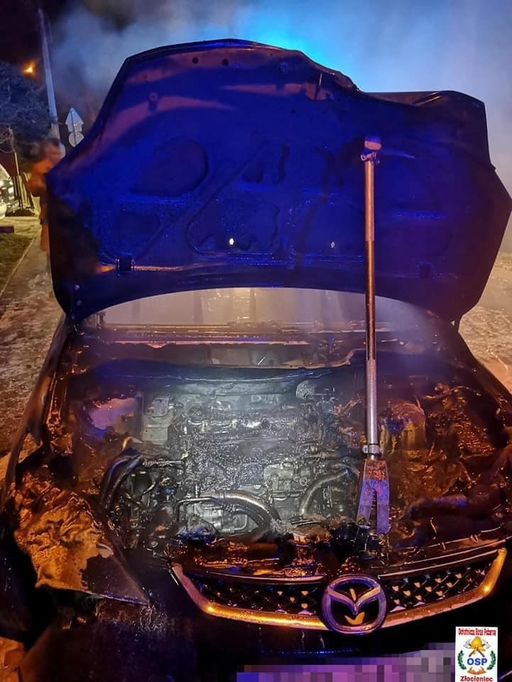 Pożar samochodu osobowego w Złocieńcu