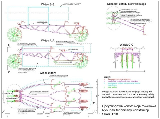 Tak wygląda projekt roweru, którym będą mogły pojechać cztery osoby. Autorami są Klaudyna i Seweryn Matusiakowie.