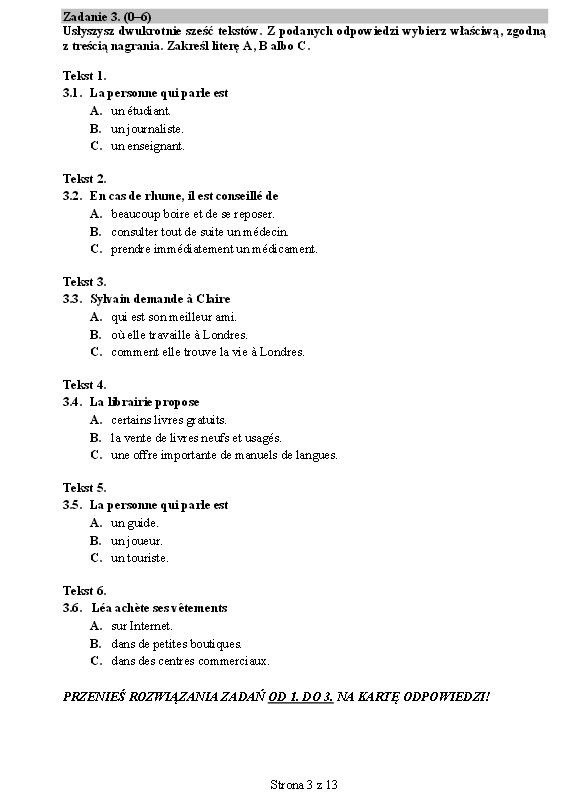 Próbna matura 2015 z CKE: Język francuski, poziom podstawowy [ARKUSZE, ODPOWIEDZI]