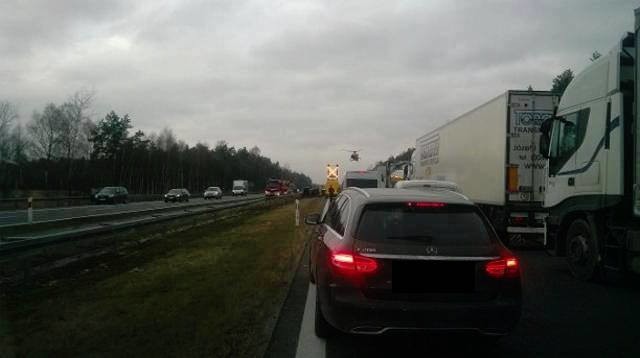 Wypadek na autostradzie A4 w rejonie Trzebini