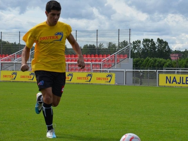 Fabio Minerio podczas treningu na bytowskim stadionie. 