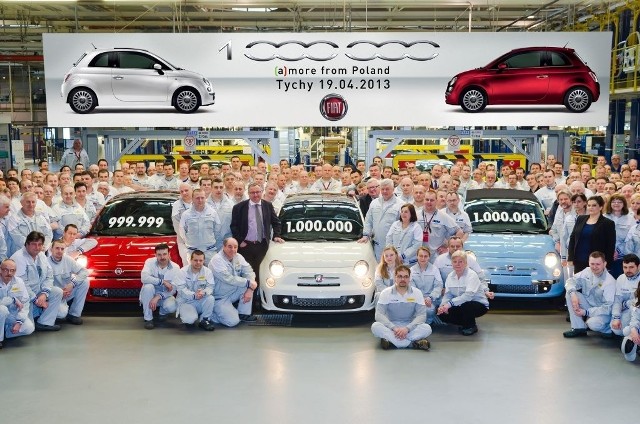 Tak świętowano milion wyprodukowanych Fiatów 500 z fabryki Fiat Auto Poland w Tychach 19 kwietnia 2013 r.