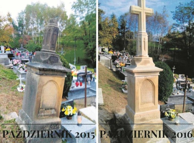 Tak zmienił się nagrobek na cmentarzu w Głogoczowie
