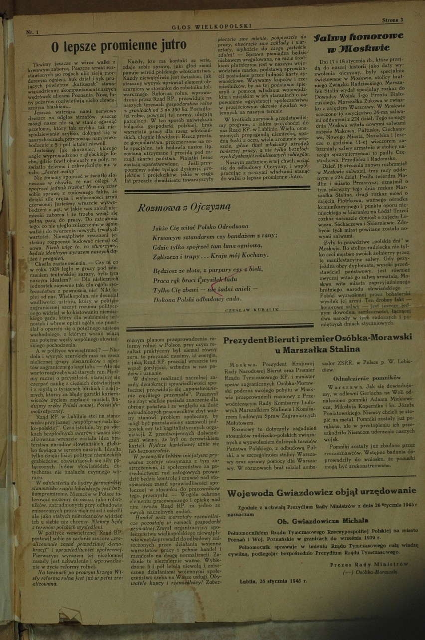 Głos Wielkopolski z 16 lutego 1945 roku