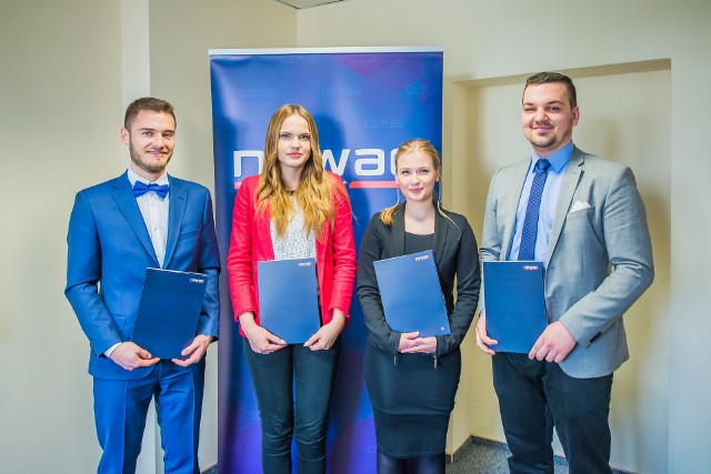 - Staż w Newagu to szansa  - uważają stypendyści firmy: Marek Kalinowski, Elżbieta Bołoz, Natalia Grzyb i Daniel Statucki