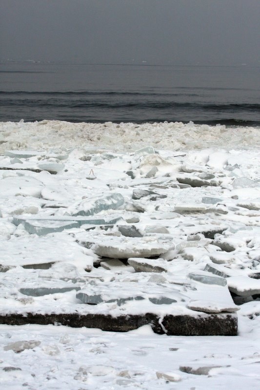 Morze zimą
W Świnoujściu powoli zamarza morze.