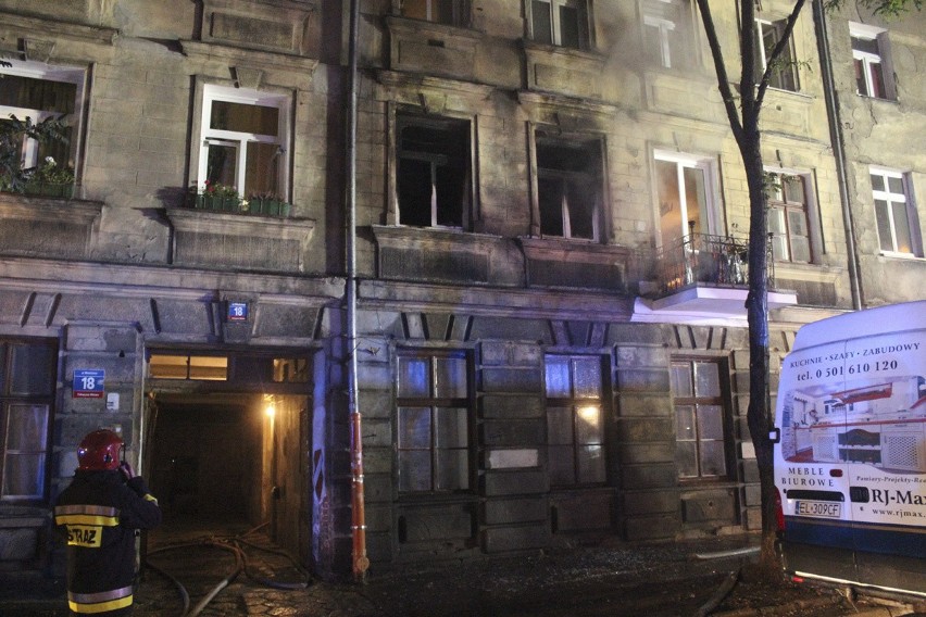 Pożar mieszkania w kamienicy przy Miedzianej 18 w Łodzi