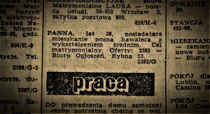 Ogłoszenie matrymonialne z archiwalnego wydania Kuriera...