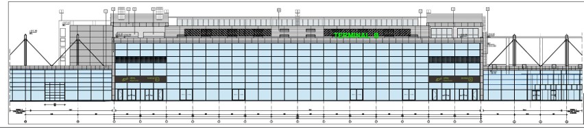Elewacja terminala B po przebudowie, widok od strony...