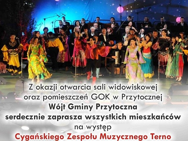 Występ cygańskiego zespołu Terno uświetni zakończenie remontu Gminnego Ośrodka Kultury w Przytocznej.