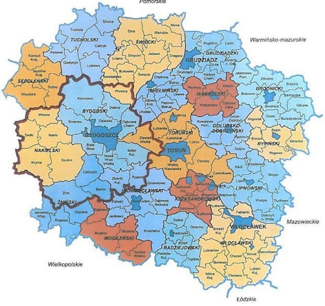 Promowany wariant dla metropolii Bydgoszcz zakłada przyjęcie gminy Zławieś Wielka, przez co MB sąsiadować będzie z Toruniem.