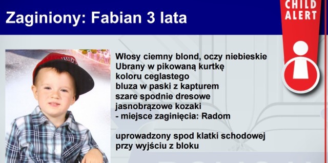 Policja oraz fundacja ITAKA zaangażowały się w poszukiwania 3-letniego Fabianka.