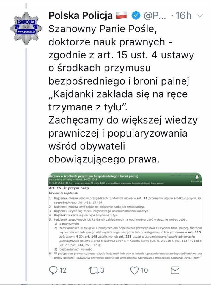 W internetowej awanturze poszło o sposób zatrzymania...