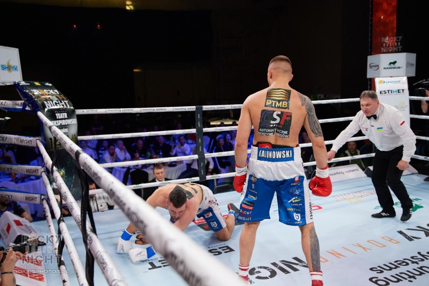 Kajetan Kalinowski znokautował Rafała Rzeźnika na gali Rocky Boxing Night w Stężycy. Zobacz zdjęcia