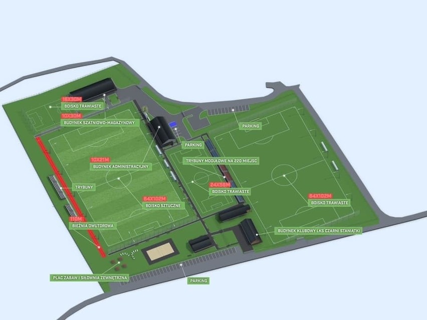 To plan powstającego kompleksu sportowego w Staniątkach