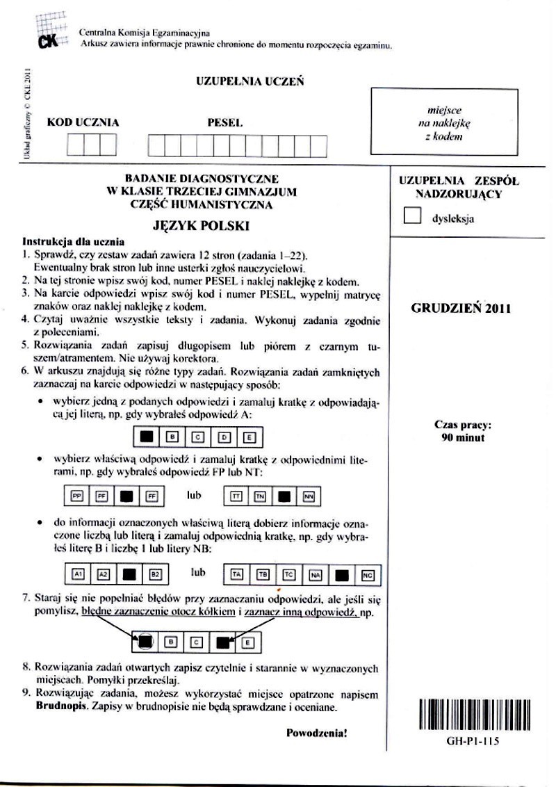 Próbny egzamin gimnazjalny 2012 - część humanistyczna,...