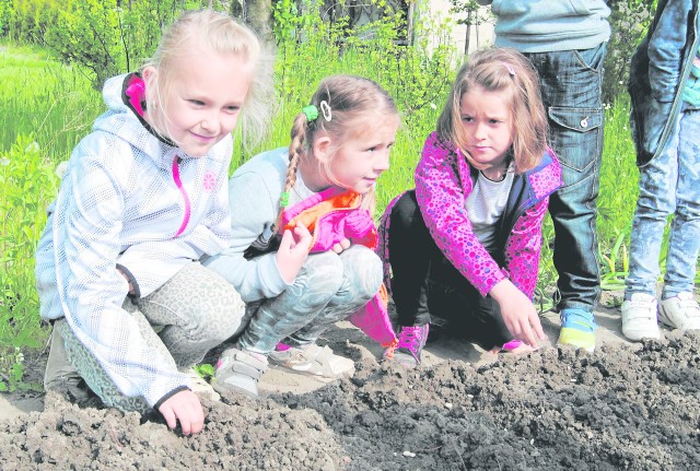 Dzieci świetnie bawiły się podczas lekcji w ogrodzie.