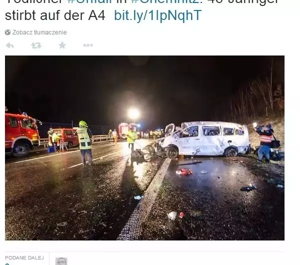 Wypadek polskiego busa w Chemnitz w Niemczech