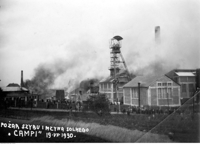 Pożar szybu i młyna solnego "Campi" w Bochni, lipiec 1930