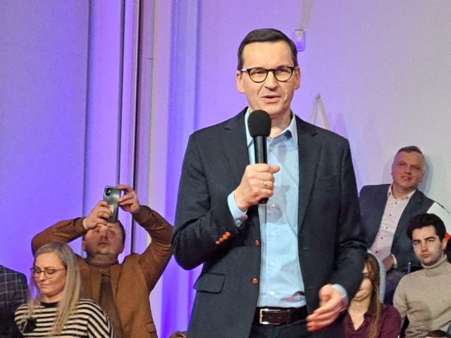 Premier Mateusz Morawiecki na spotkaniu w Łodzi